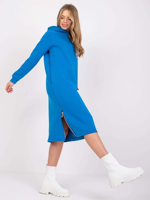 Niebieska sukienka Sheandher.pl z bawełny w stylu casual z długim rękawem