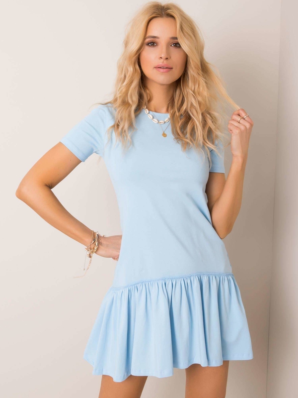 Niebieska sukienka Sheandher.pl z bawełny w stylu casual z krótkim rękawem