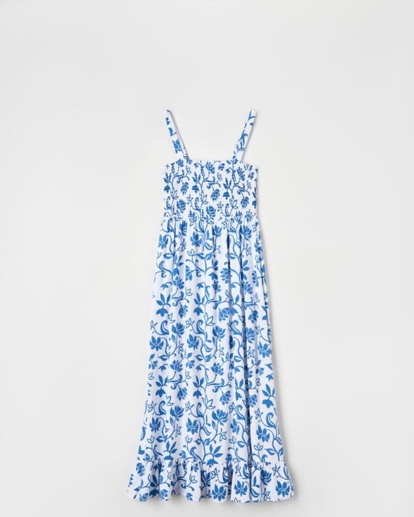 Niebieska sukienka Sinsay trapezowa maxi w stylu casual
