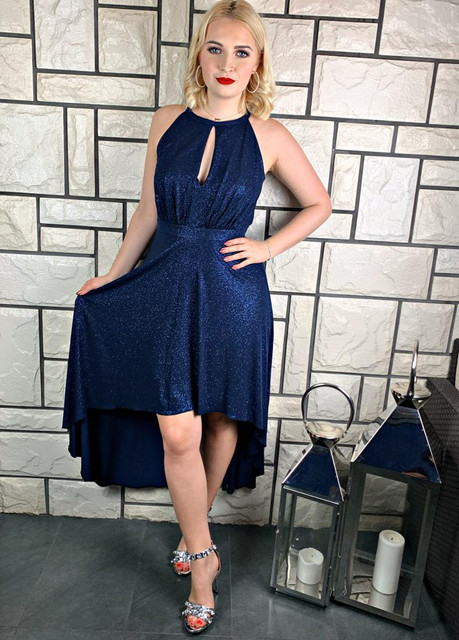 Niebieska sukienka Solmir z tkaniny mini bez rękawów
