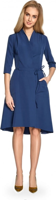Niebieska sukienka Style z dekoltem w kształcie litery v z długim rękawem