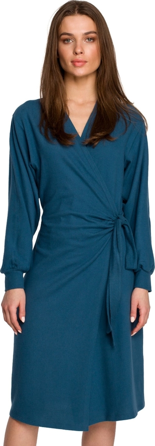 Niebieska sukienka Stylove z dekoltem w kształcie litery v w stylu casual z długim rękawem