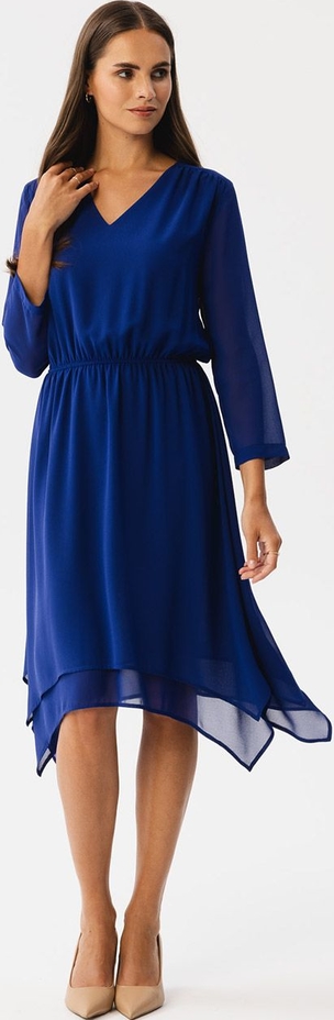 Niebieska sukienka Stylove z szyfonu z długim rękawem midi