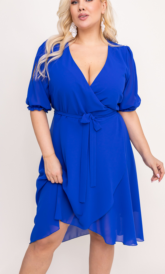 Niebieska sukienka Tono z dekoltem w kształcie litery v