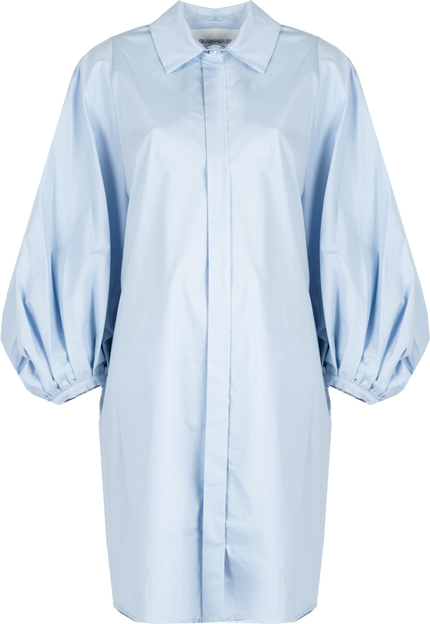 Niebieska sukienka ubierzsie.com z długim rękawem mini z bawełny