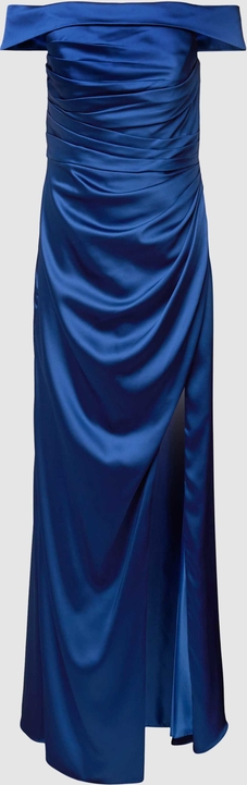 Niebieska sukienka Unique bez rękawów z satyny