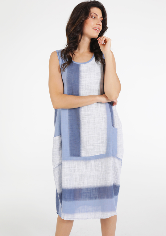 Niebieska sukienka Unisono z bawełny na ramiączkach