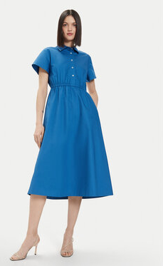 Niebieska sukienka United Colors Of Benetton z krótkim rękawem z okrągłym dekoltem w stylu casual