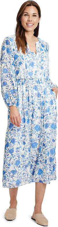 Niebieska sukienka Vera Mont z długim rękawem z dekoltem w kształcie litery v