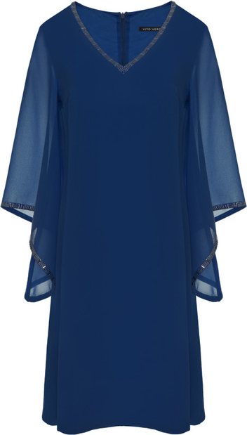Niebieska sukienka VitoVergelis z dekoltem w kształcie litery v z szyfonu