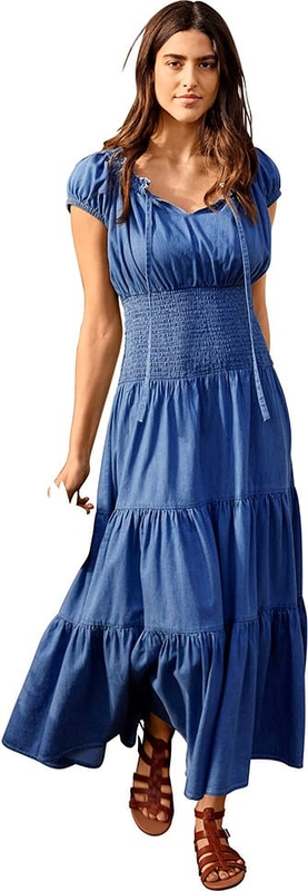 Niebieska sukienka Witt Weiden z bawełny z krótkim rękawem maxi