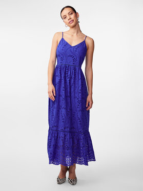 Niebieska sukienka YAS maxi na ramiączkach z dekoltem w kształcie litery v