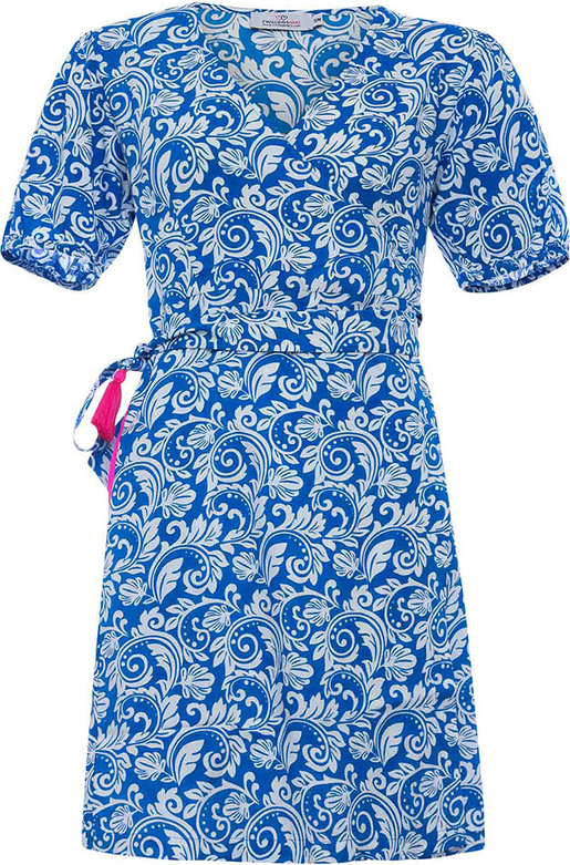 Niebieska sukienka Zwillingsherz prosta w stylu casual z dekoltem w kształcie litery v