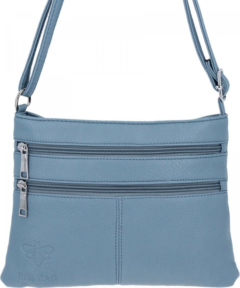 Niebieska torebka Bee Bag w wakacyjnym stylu ze skóry ekologicznej na ramię