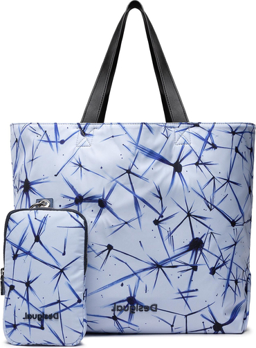 Niebieska torebka Desigual z nadrukiem w wakacyjnym stylu na ramię