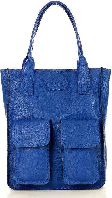 Niebieska torebka MAZZINI matowa ze skóry w wakacyjnym stylu