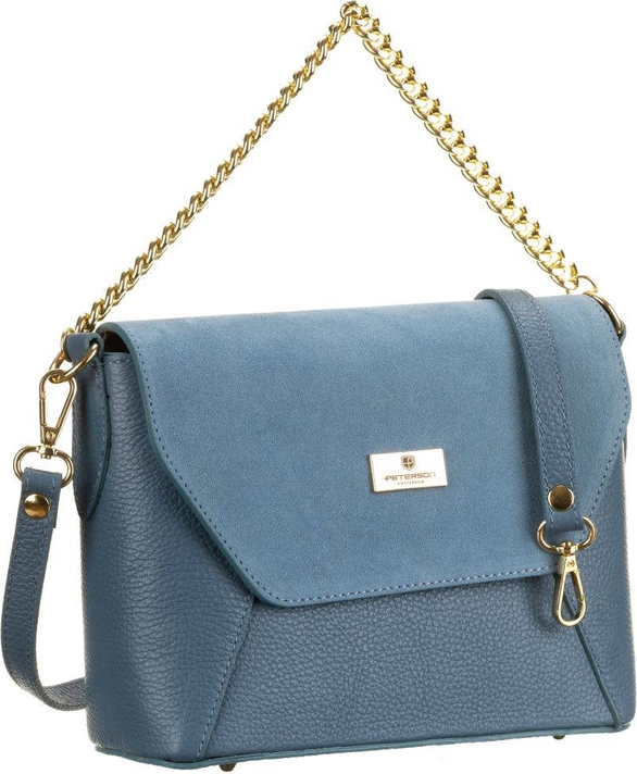 Niebieska torebka Merg matowa w stylu glamour na ramię