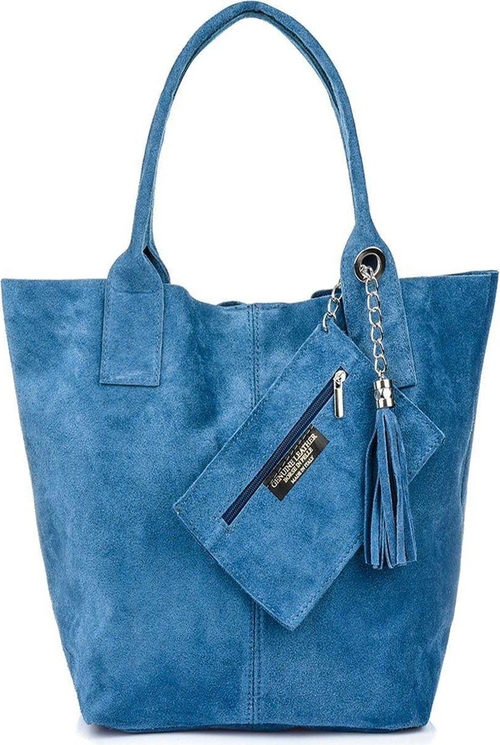 Niebieska torebka Merg na ramię matowa w wakacyjnym stylu
