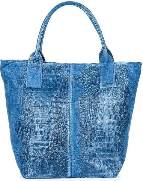 Niebieska torebka Merg w wakacyjnym stylu na ramię duża