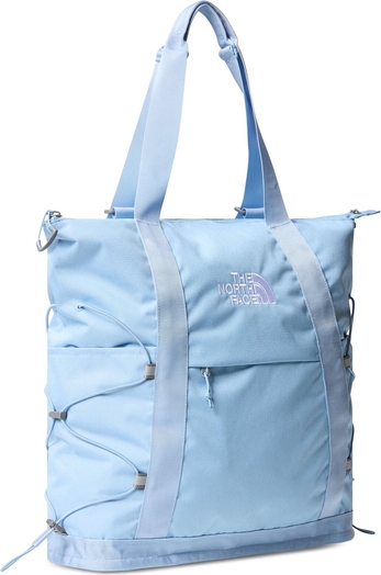 Niebieska torebka The North Face w wakacyjnym stylu duża na ramię