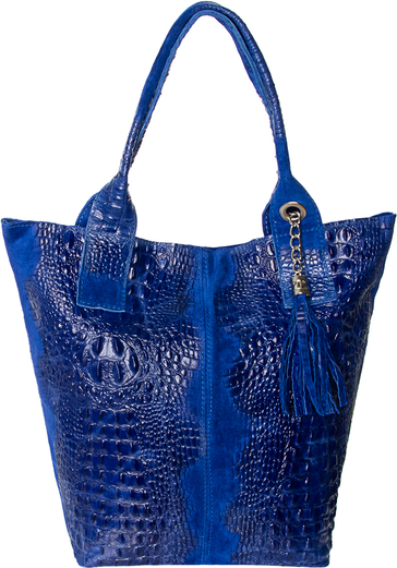Niebieska torebka vezze duża z zamszu w wakacyjnym stylu