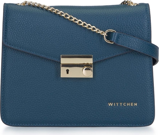 Niebieska torebka Wittchen na ramię średnia z zamszu