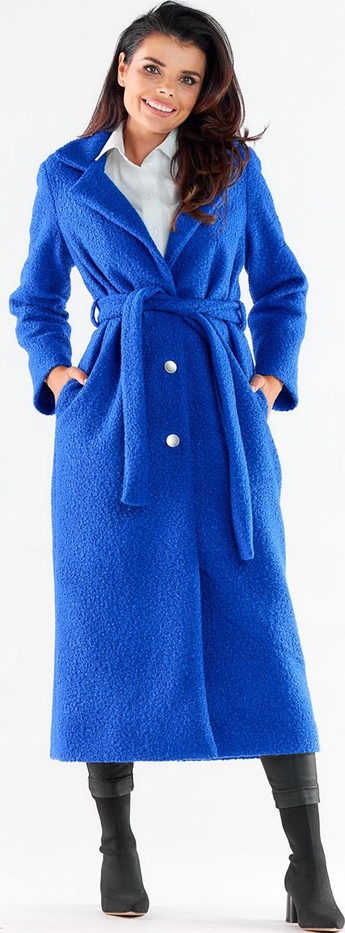 Niebieski płaszcz Awama w stylu casual bez kaptura