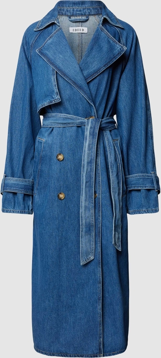 Niebieski płaszcz EDITED z jeansu w stylu casual