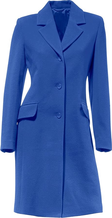 Niebieski płaszcz Heine z wełny bez kaptura taliowana