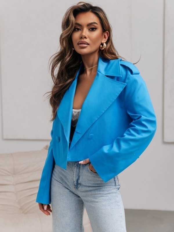 Niebieski płaszcz Lisa Mayo w stylu casual bez kaptura