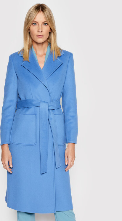 Niebieski płaszcz Max & Co. z wełny w stylu casual bez kaptura