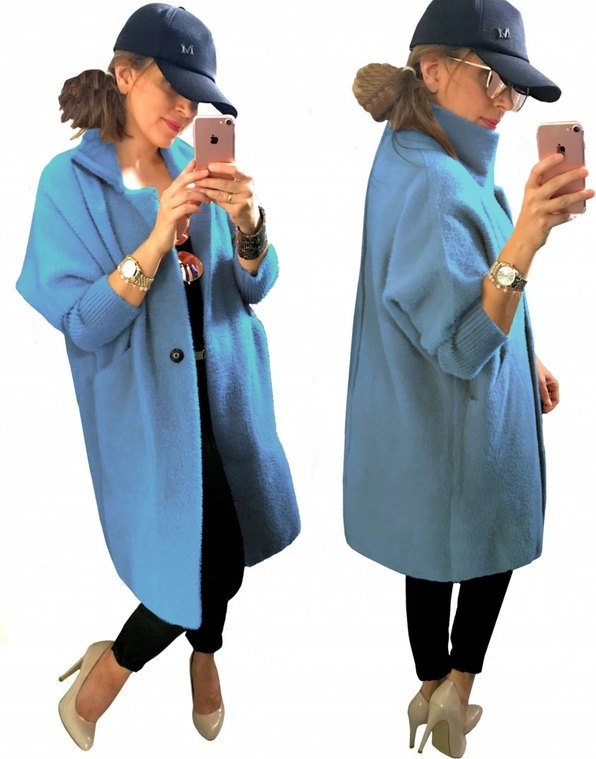Niebieski płaszcz METKA w stylu casual
