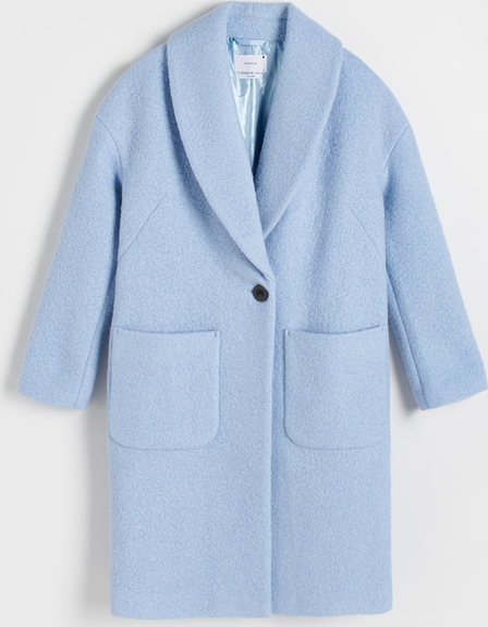 Niebieski płaszcz Reserved w stylu casual z wełny