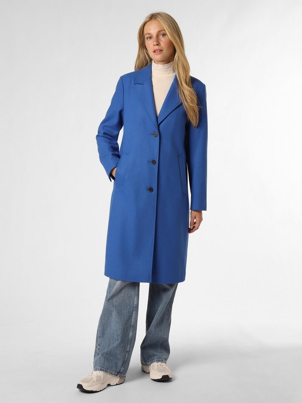Niebieski płaszcz Selected Femme bez kaptura w stylu casual z wełny