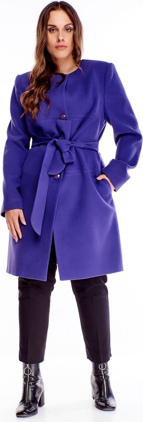 Niebieski płaszcz TAGLESS z kaszmiru