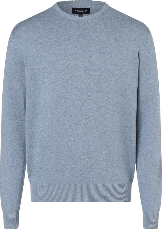 Niebieski sweter Andrew James w stylu casual z okrągłym dekoltem z bawełny