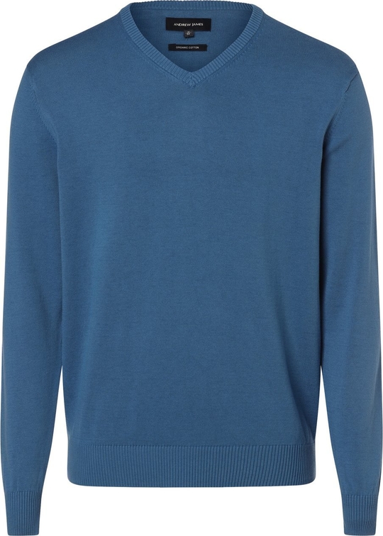 Niebieski sweter Andrew James z bawełny w stylu casual