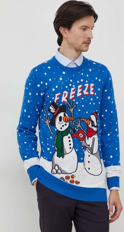Niebieski sweter answear.com w młodzieżowym stylu z okrągłym dekoltem