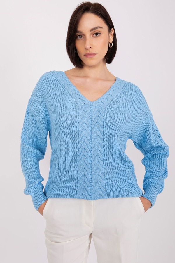 Niebieski sweter Badu w stylu casual