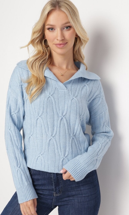 Niebieski sweter born2be w stylu casual z tkaniny