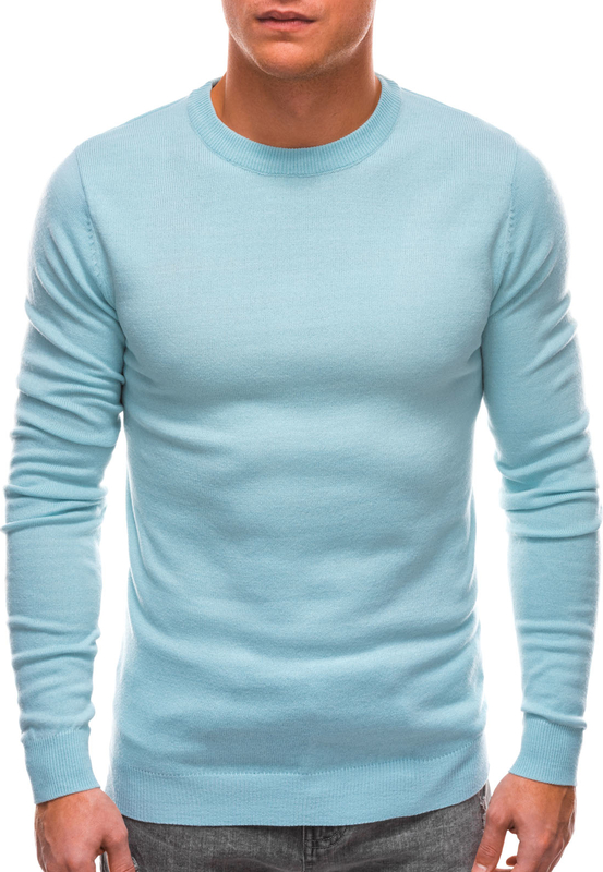 Niebieski sweter Edoti z okrągłym dekoltem