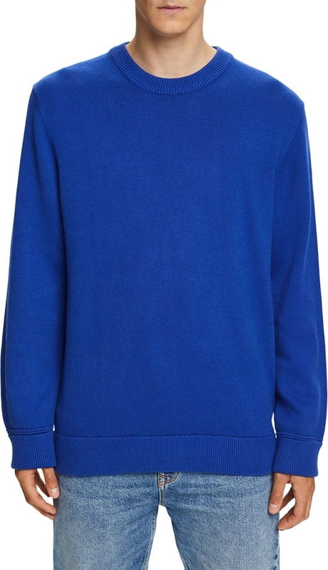 Niebieski sweter Esprit z bawełny z okrągłym dekoltem