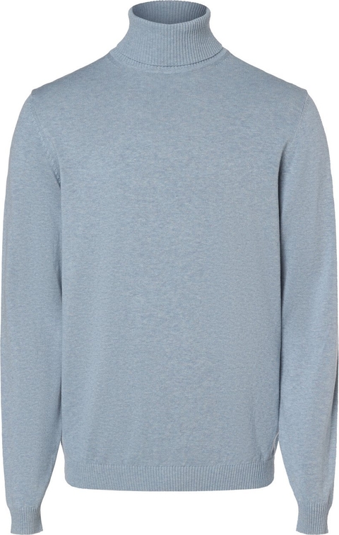 Niebieski sweter Finshley & Harding z golfem z kaszmiru