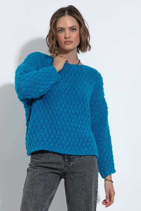 Niebieski sweter Fobya w stylu casual