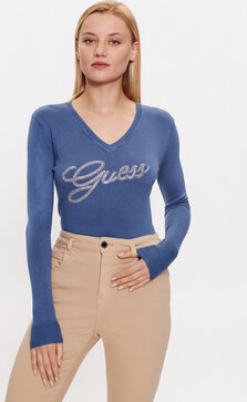 Niebieski sweter Guess w stylu casual