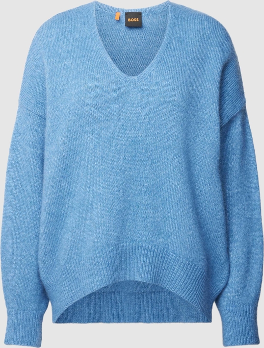 Niebieski sweter Hugo Boss z alpaki