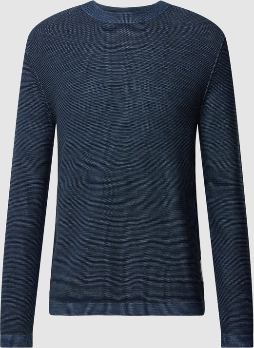 Niebieski sweter Marc O'Polo w stylu casual z bawełny z okrągłym dekoltem