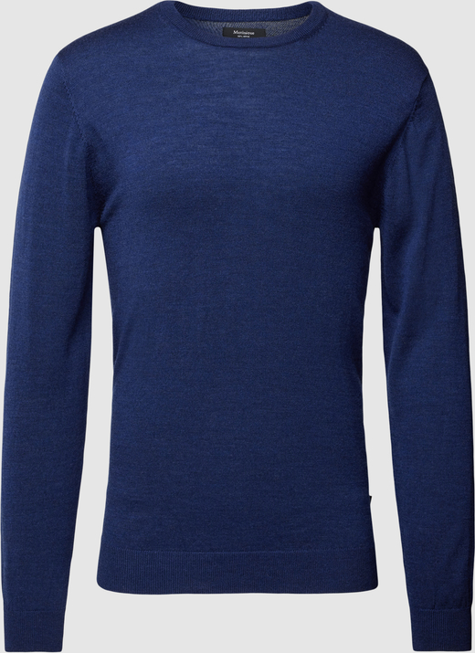 Niebieski sweter Matinique z okrągłym dekoltem z wełny