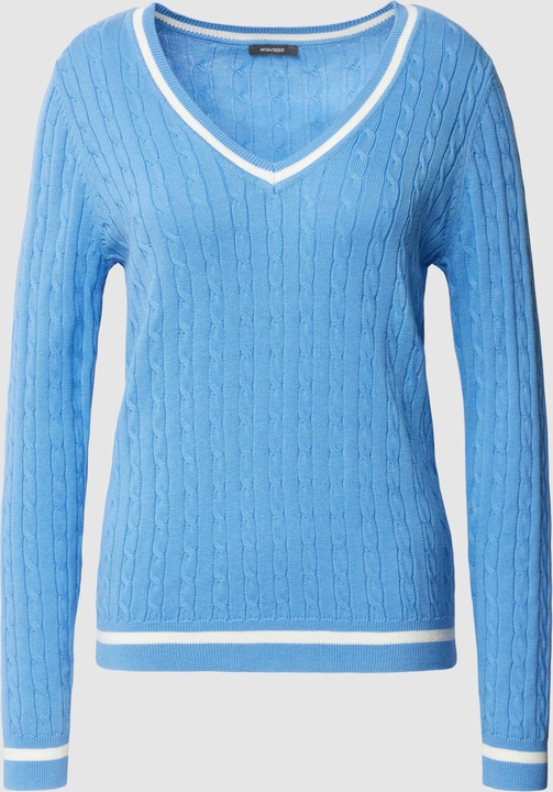 Niebieski sweter Montego z bawełny