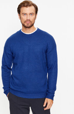 Niebieski sweter Only & Sons z okrągłym dekoltem w stylu casual